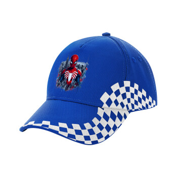 Spiderman City, Adult Ultimate BLUE RACING Cap, (100% COTTON DRILL, ADULT, UNISEX, ONE SIZE)