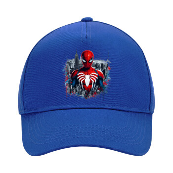 Spiderman City, Ultimate Adult Hat BLUE, (100% COTTON DRILL, ADULT, UNISEX, ONE SIZE)