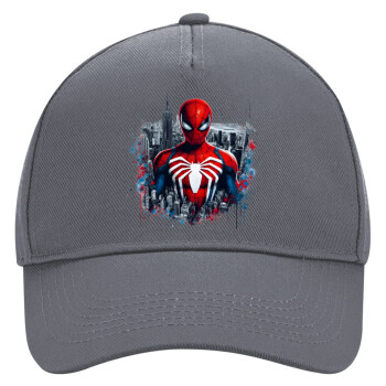 Spiderman City, Ultimate Adult Hat Grey, (100% COTTON DRILL, ADULT, UNISEX, ONE SIZE)