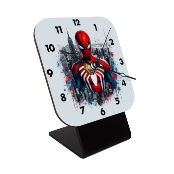 Spiderman City, Quartz Wooden table clock with hands (10cm)