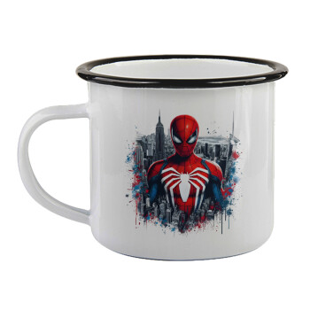 Spiderman City, Κούπα εμαγιέ με μαύρο χείλος 360ml