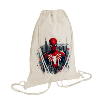 Spiderman City, Backpack bag GYMBAG natural (28x40cm)