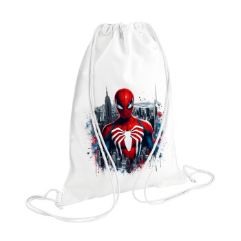 Spiderman City, Backpack pouch GYMBAG white (28x40cm)