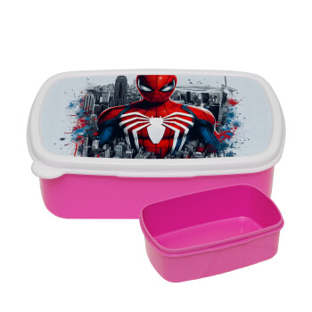 Spiderman City, ΡΟΖ παιδικό δοχείο φαγητού (lunchbox) πλαστικό (BPA-FREE) Lunch Βox M18 x Π13 x Υ6cm