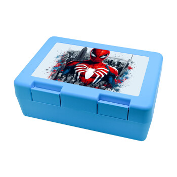 Spiderman City, Children's cookie container LIGHT BLUE 185x128x65mm (BPA free plastic)