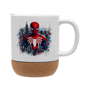 Spiderman City, Ceramic coffee mug Cork (MAT), 330ml (1pcs)