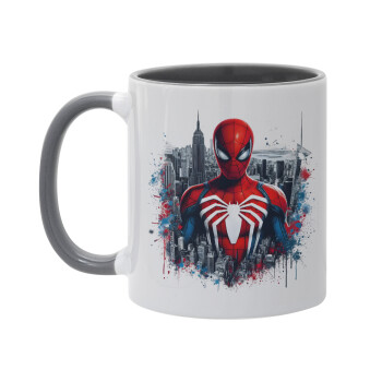 Spiderman City, Κούπα χρωματιστή γκρι, κεραμική, 330ml