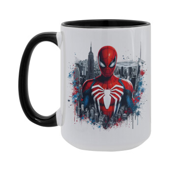 Spiderman City, Κούπα Mega 15oz, κεραμική Μαύρη, 450ml