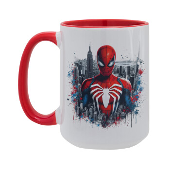 Spiderman City, Κούπα Mega 15oz, κεραμική Κόκκινη, 450ml