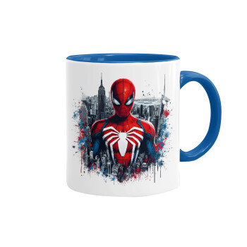 Spiderman City, Mug colored blue, ceramic, 330ml