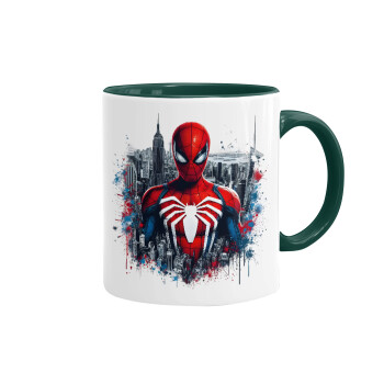 Spiderman City, Mug colored green, ceramic, 330ml