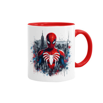 Spiderman City, Mug colored red, ceramic, 330ml