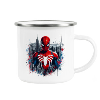 Spiderman City, Metallic enamel cup white 360ml