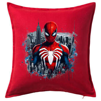 Spiderman City, Sofa cushion RED 50x50cm includes filling