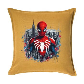 Spiderman City, Sofa cushion YELLOW 50x50cm includes filling