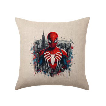 Spiderman City, Μαξιλάρι καναπέ ΛΙΝΟ 40x40cm περιέχεται το  γέμισμα