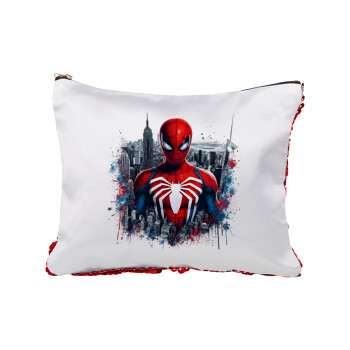 Spiderman City, Red sequin cosmetic bag