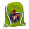 Backpack bag GYMBAG LIME GREEN, with pocket (40x48cm) & thick cords