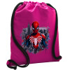 Backpack pouch GYMBAG Fuchsia, with pocket (40x48cm) & thick cords