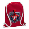 Backpack pouch GYMBAG Red, with pocket (40x48cm) & thick cords