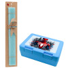 Easter Set, children's snack container BLUE & Easter aromatic flat candle (30cm) (TURQUOISE)