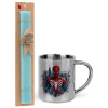 Easter Set, metallic thermal cup (300ml) & aromatic flat Easter candle (30cm) (TURQUOISE)