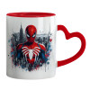 Mug heart red handle, ceramic, 330ml