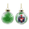 Transparent Christmas tree ball ornament with green filling 8cm