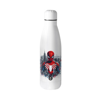 Spiderman City, Μεταλλικό παγούρι θερμός (Stainless steel), 500ml