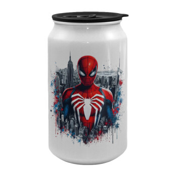 Spiderman City, Κούπα ταξιδιού μεταλλική με καπάκι (tin-can) 500ml