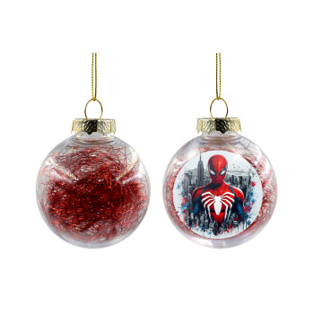 Spiderman City, Transparent Christmas tree ball ornament with red filling 8cm