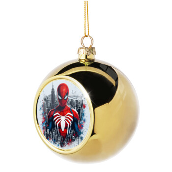 Spiderman City, Golden Christmas tree ball ornament 8cm