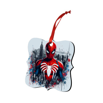 Spiderman City, Christmas ornament polygon wooden 7.5cm