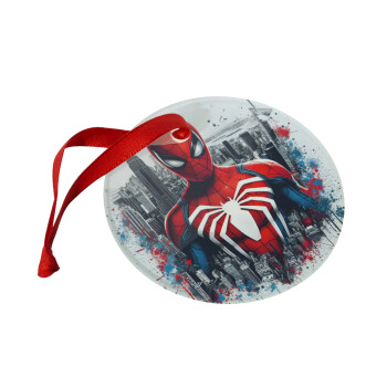 Spiderman City, Christmas ornament glass 9cm