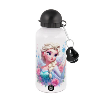 Elsa Princess, Metal water bottle, White, aluminum 500ml