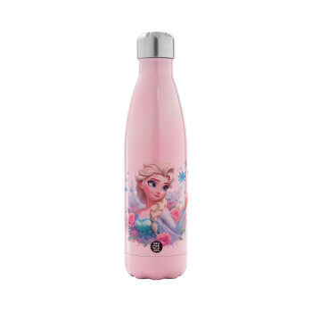 Elsa Princess, Metal mug thermos Pink Iridiscent (Stainless steel), double wall, 500ml