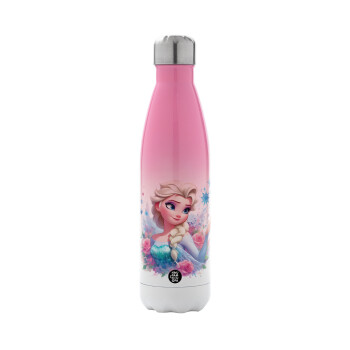 Elsa Princess, Metal mug thermos Pink/White (Stainless steel), double wall, 500ml