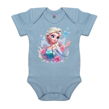 Elsa Princess, Βρεφικό φορμάκι μωρού, 0-18 μηνών, Μπλε, 100% Organic Cotton, κοντομάνικο