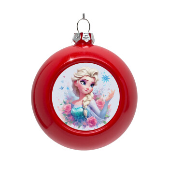 Elsa Princess, Red Christmas tree ornament bauble 8cm