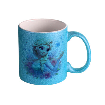 Elsa Princess, Κούπα Σιέλ Glitter που γυαλίζει, κεραμική, 330ml