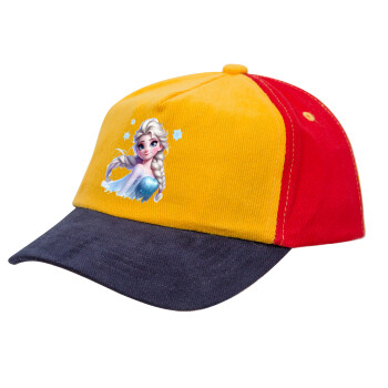 Elsa Princess, Children's Baseball Cap, 100% Cotton Drill, Yellow/Blue/Red (COTTON, CHILDREN'S, ONE SIZE)