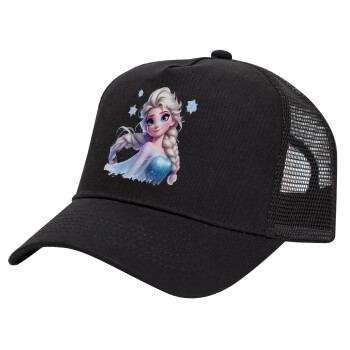 Elsa Princess, Trucker Hat with Mesh, Black, (COTTON, KIDS, UNISEX, ONE SIZE)