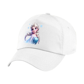 Elsa Princess, Children's Baseball Cap, 100% Cotton Twill, White (COTTON, CHILDREN'S, UNISEX, ONE SIZE)