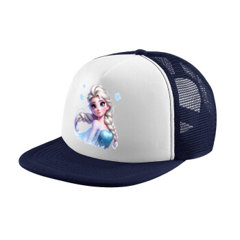 Elsa Princess, Children's Soft Trucker Cap with Dark Blue/White Mesh (POLYESTER, CHILDREN, ONE SIZE)