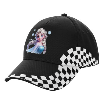 Elsa Princess, Adult Ultimate BLACK RACING Cap, (100% COTTON DRILL, ADULT, UNISEX, ONE SIZE)