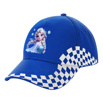 Elsa Princess, Adult Ultimate BLUE RACING Cap, (100% COTTON DRILL, ADULT, UNISEX, ONE SIZE)