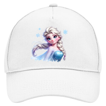 Elsa Princess, Adult Baseball Cap, Drill, White (100% COTTON, ADULT, UNISEX, ONE SIZE)