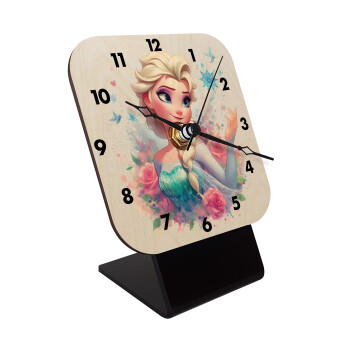 Elsa Princess, Επιτραπέζιο ρολόι σε φυσικό ξύλο (10cm)