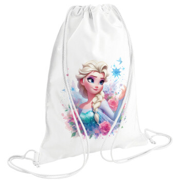 Elsa Princess, Backpack pouch GYMBAG white (28x40cm)