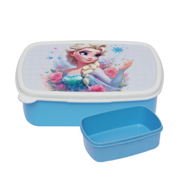 Elsa Princess, ΜΠΛΕ παιδικό δοχείο φαγητού (lunchbox) πλαστικό (BPA-FREE) Lunch Βox M18 x Π13 x Υ6cm